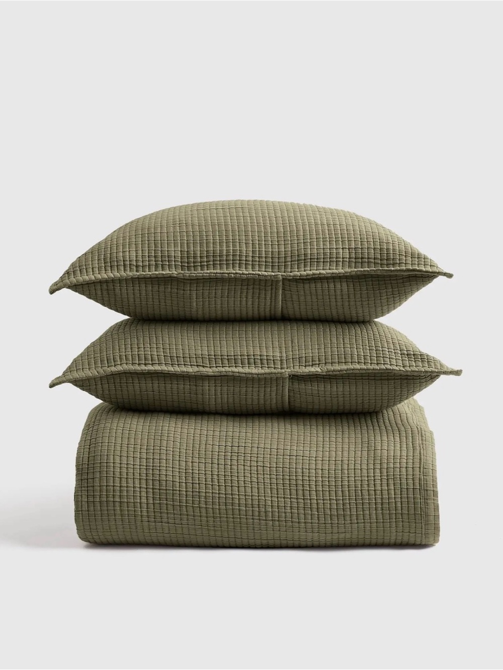 Quince Olive Ribbed Coverlet Set